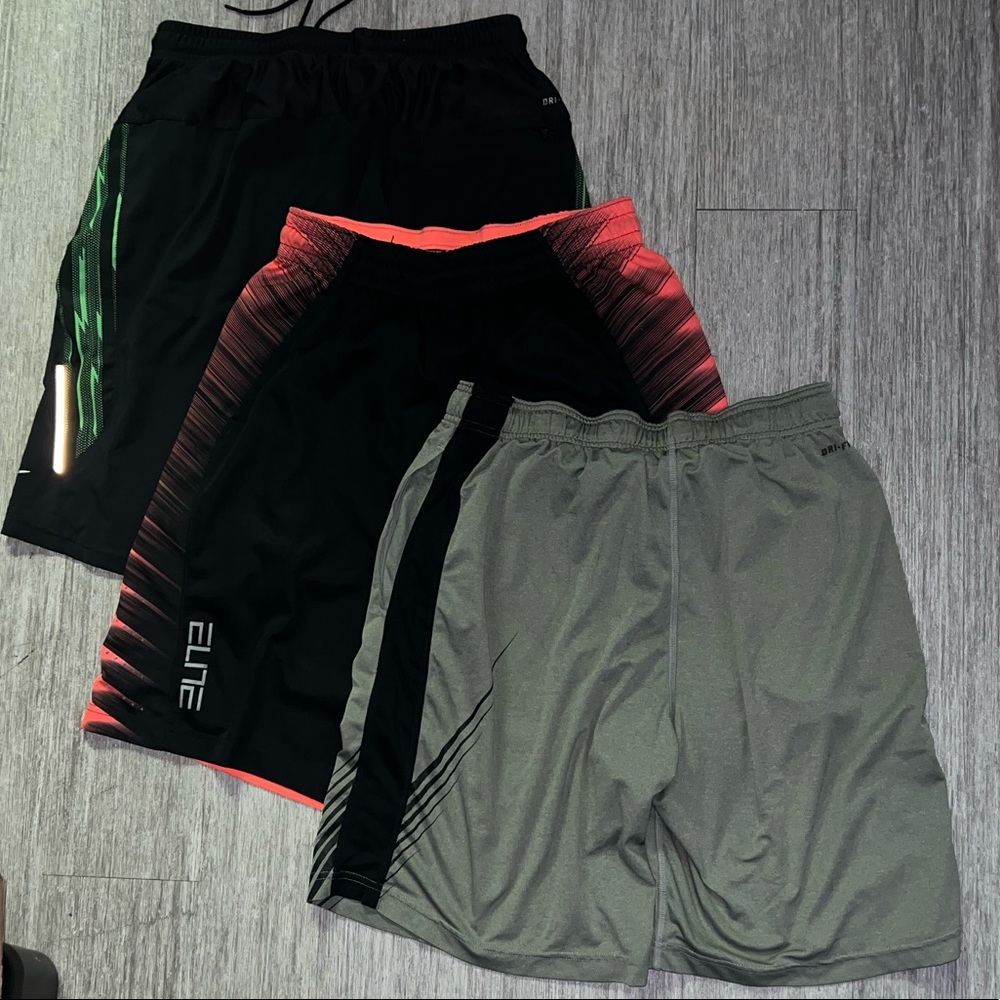 Lot of 3 Nike Gym Shorts Two Mens Size LG and One Size Medium